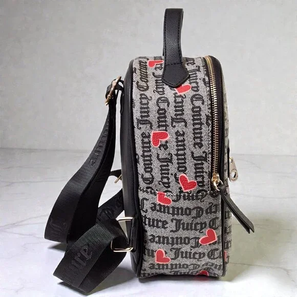 Juicy Couture I Heart Juicy Backpack Black /Beige /Red NWT - Picture 4 of 9